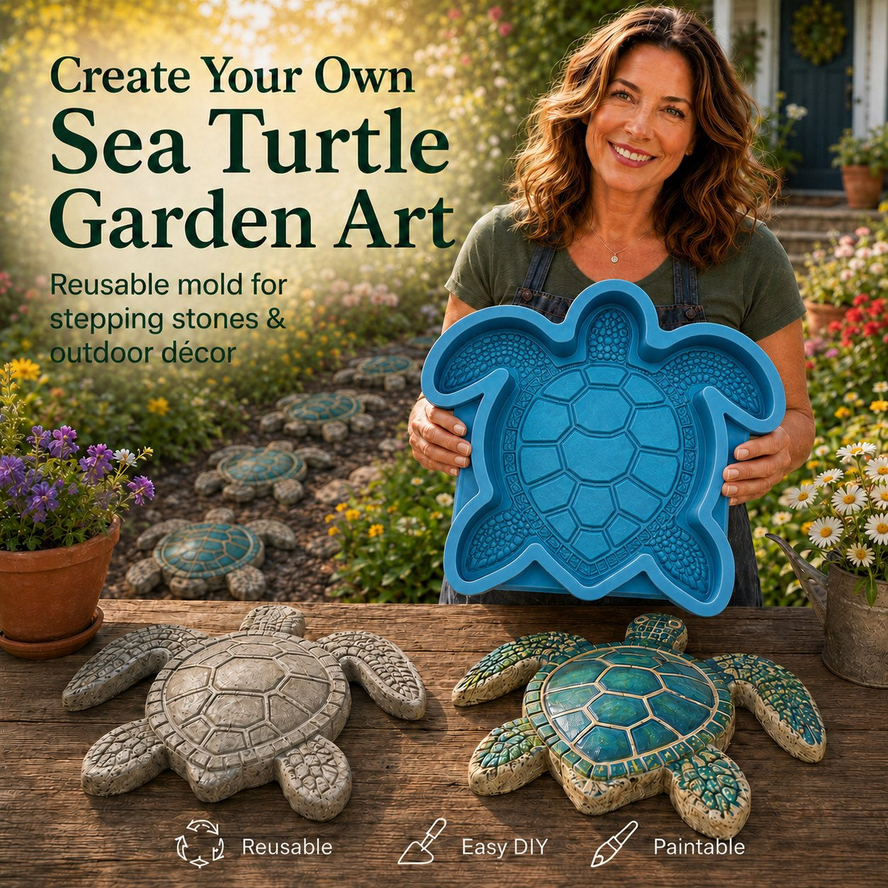 Reusable Ocean Theme Garden Art Mold