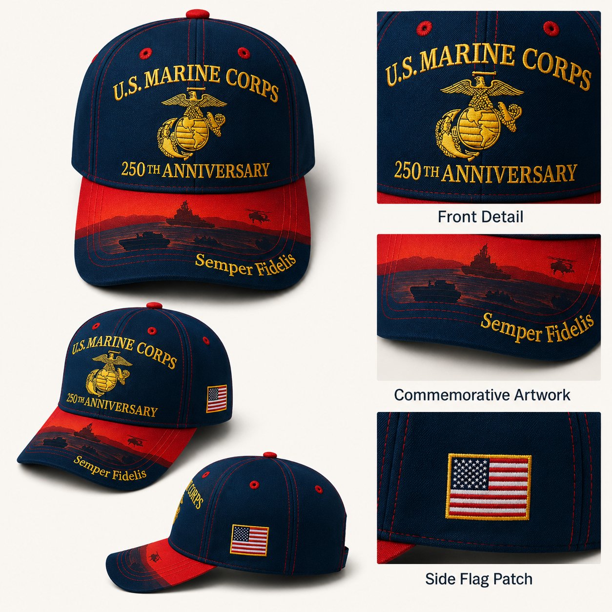 U.S. Marine Corps 250th Anniversary Commemorative Embroidered Cap