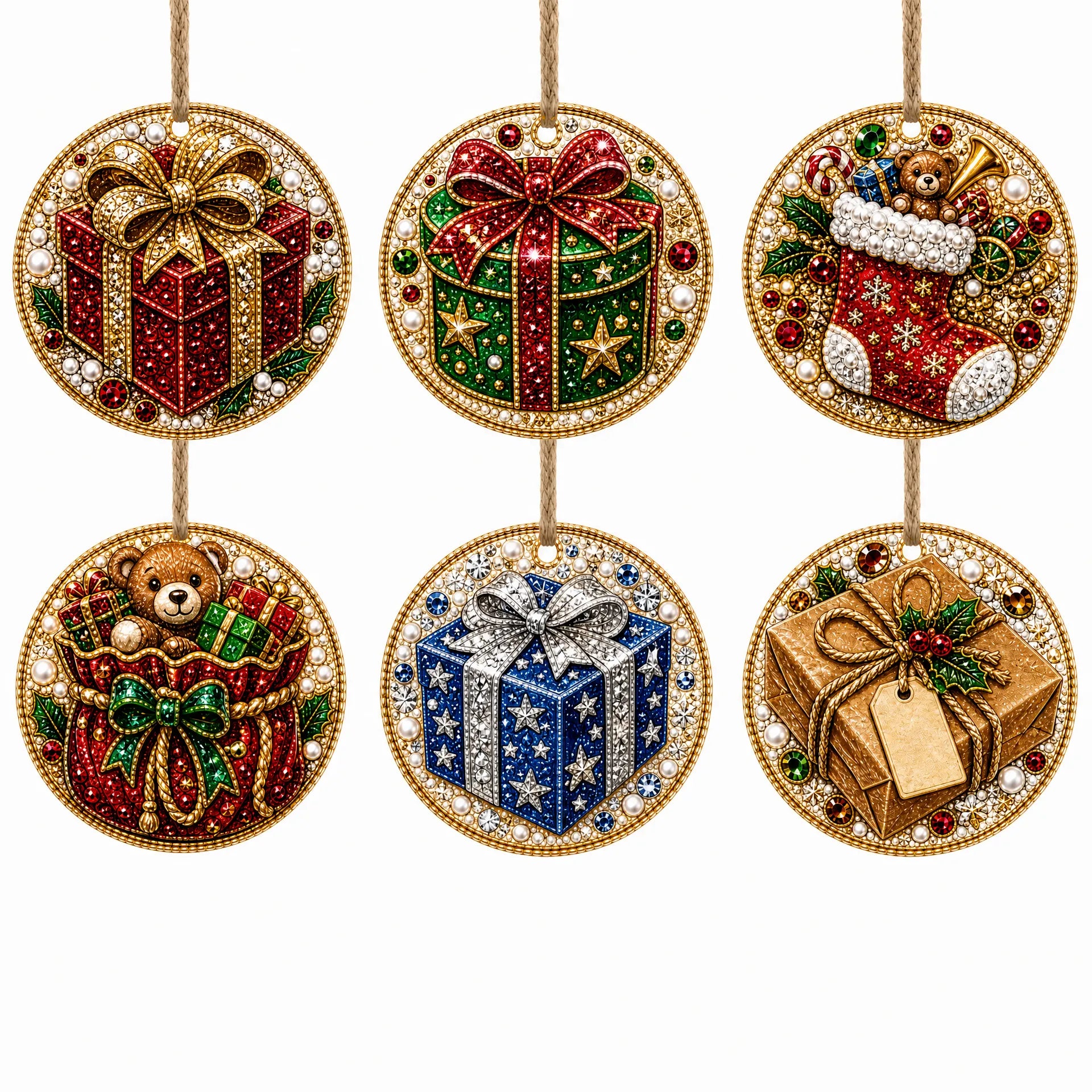 Christmas Wooden Ornaments DIY Pearls Diamond Painting Kit Rhinestone Art Pendants
