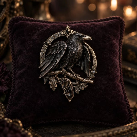 Gothic Celtic Raven Brooch
