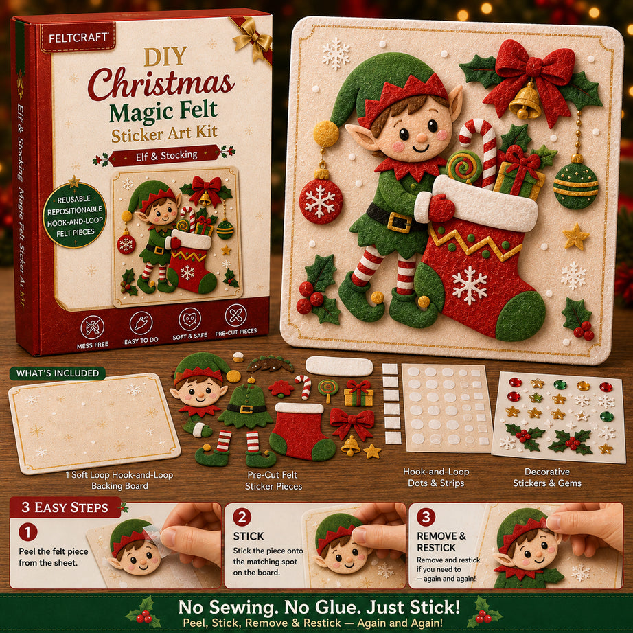 DIY Christmas Magic Felt Sticker Art Kit