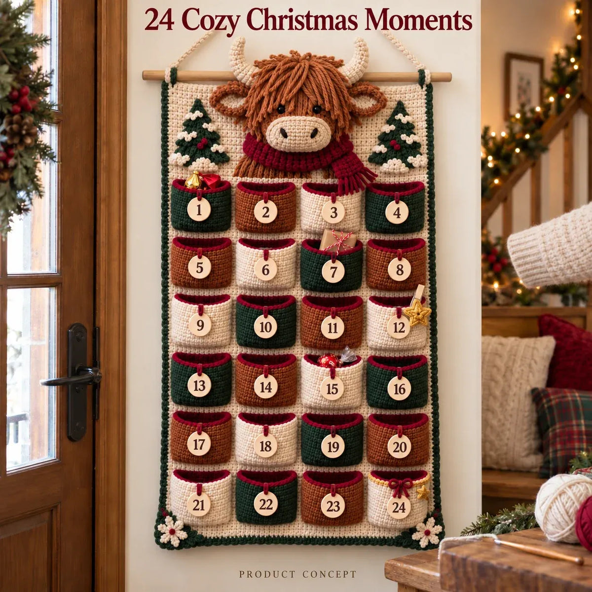 DIY Crochet Advent Calendar Kit | 24 Refillable Pockets