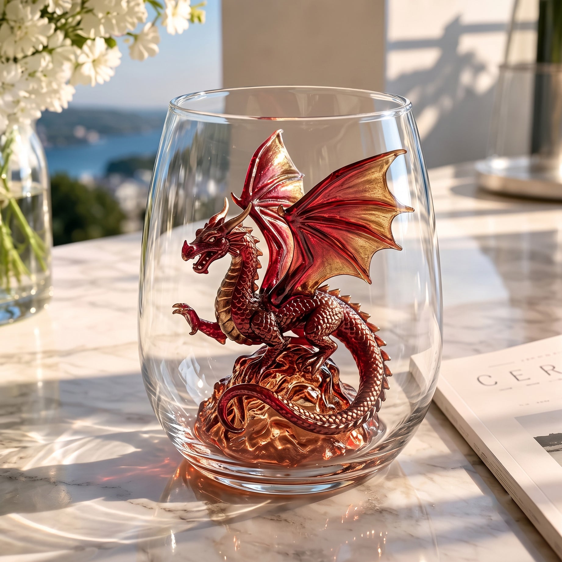 "Crimson Dragon" Sculpted Glass Tumbler