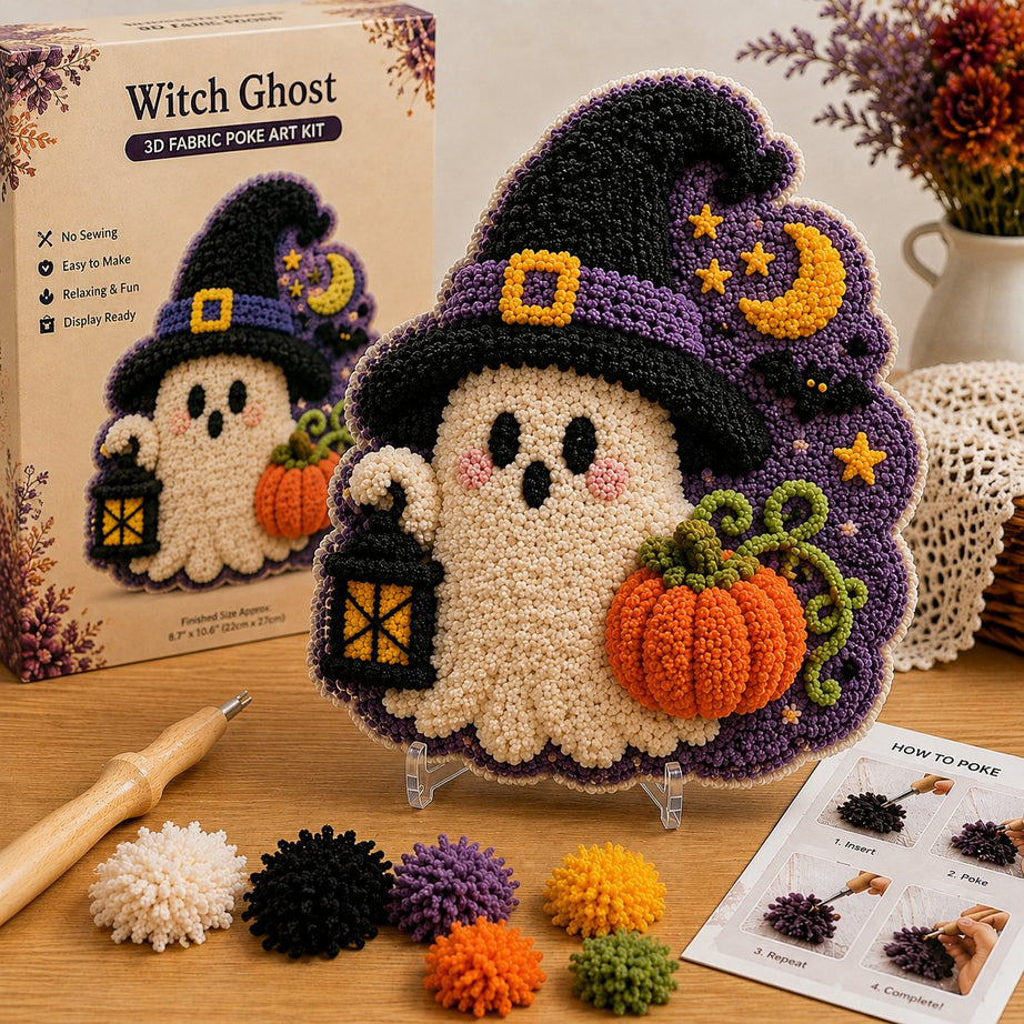 Spooky Hollow Ghost Friends 3D Fabric Poke Art Kit