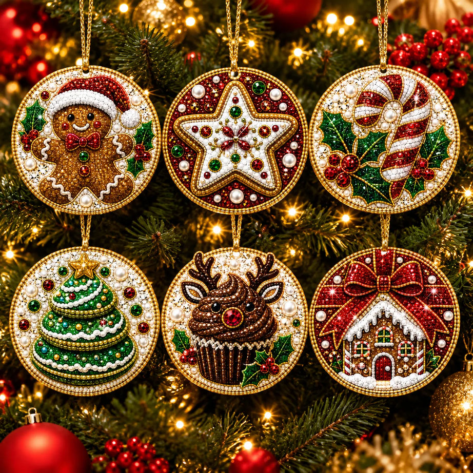 Christmas Wooden Ornaments DIY Pearls Diamond Painting Kit Rhinestone Art Pendants