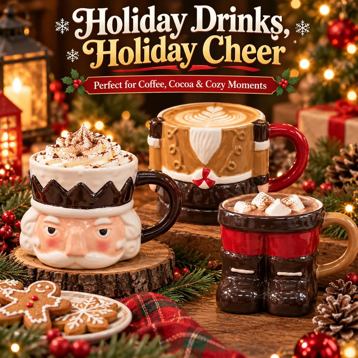 3-Piece Stackable Nutcracker Christmas Mug Set