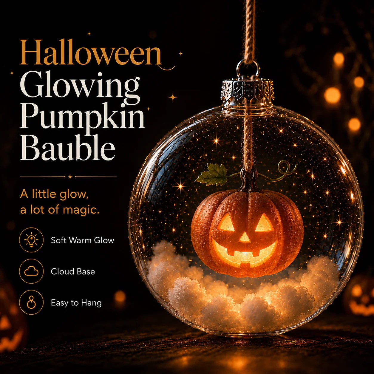Halloween Glowing Mini Ornament Collection – Cat / Witch / Pumpkin / Ghost Lighted Decor