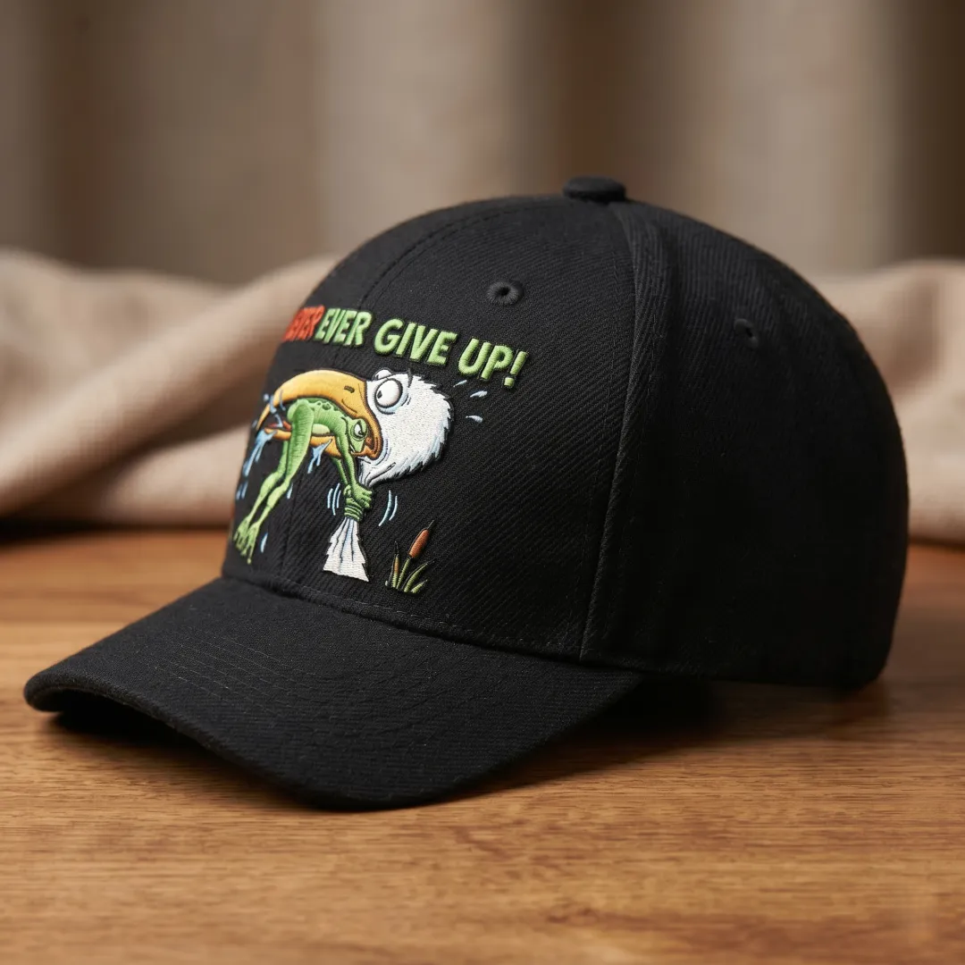 Funny Frog Never Ever Give Up Resilience Hat