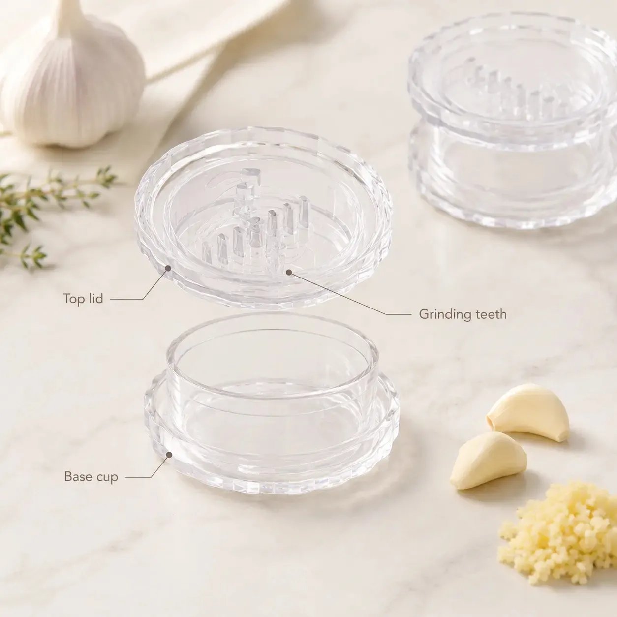 Clear Manual Garlic Twister and Ginger Mincer Tool
