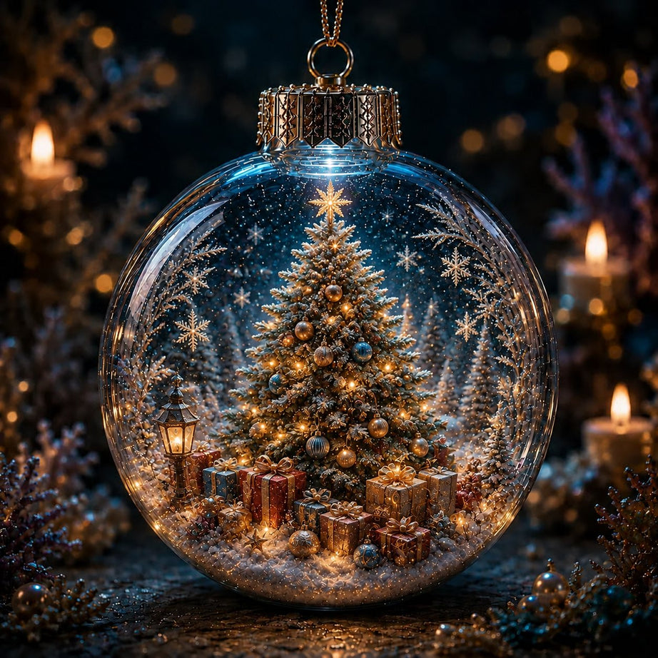 6-Piece Christmas Winter Scene Globe Ornament Collection