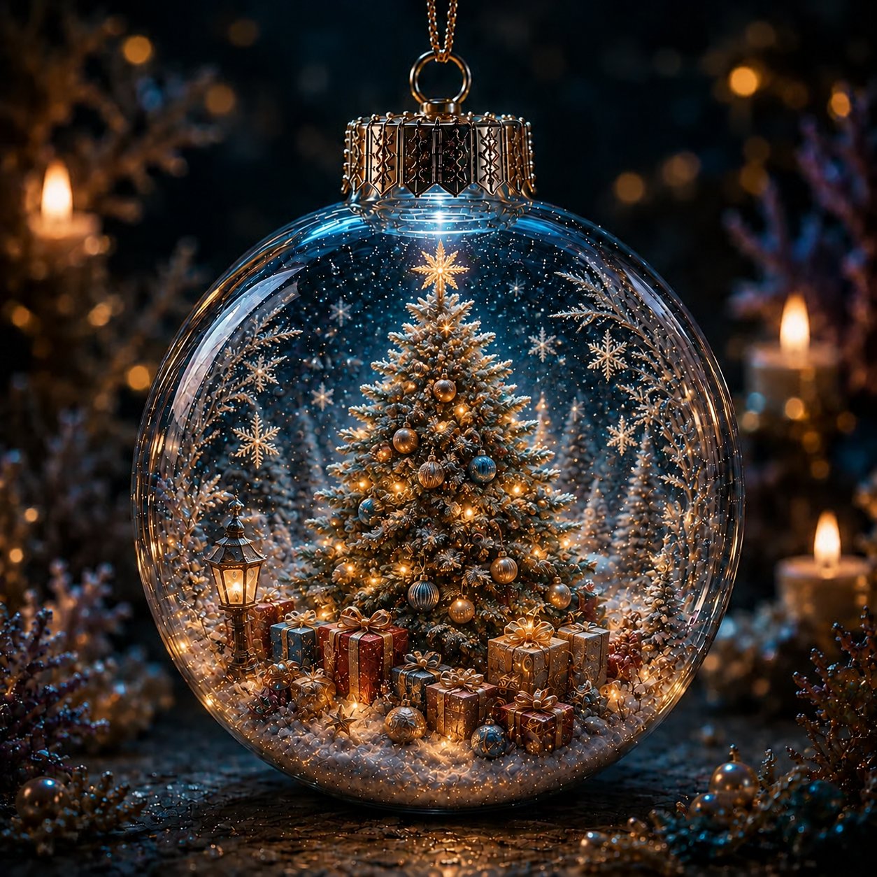 6-Piece Christmas Winter Scene Globe Ornament Collection