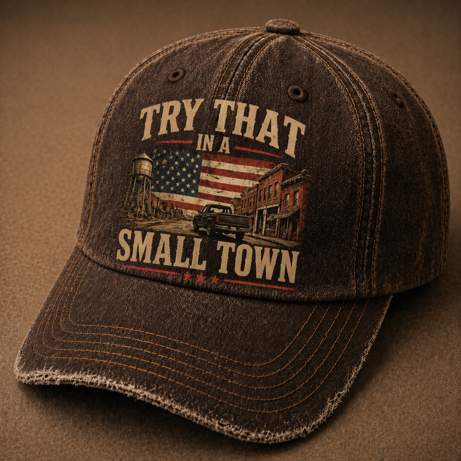 In A Small Town Vintage Patriotic Baseball Cap
