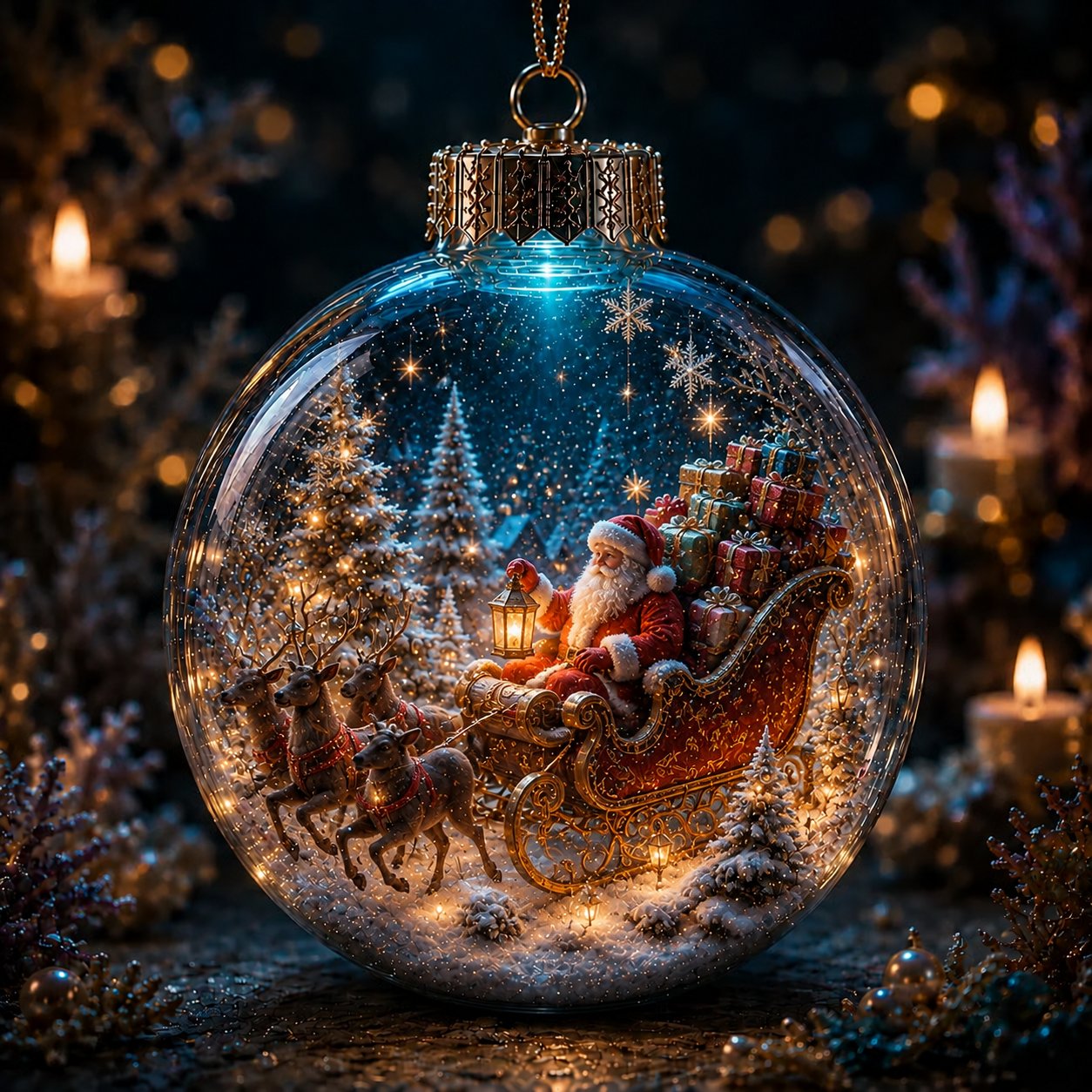 6-Piece Christmas Winter Scene Globe Ornament Collection