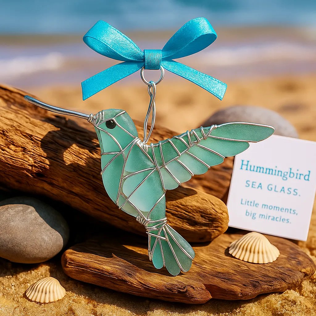 Christmas Handmade Sea Glass Acrylic Bird Ornament