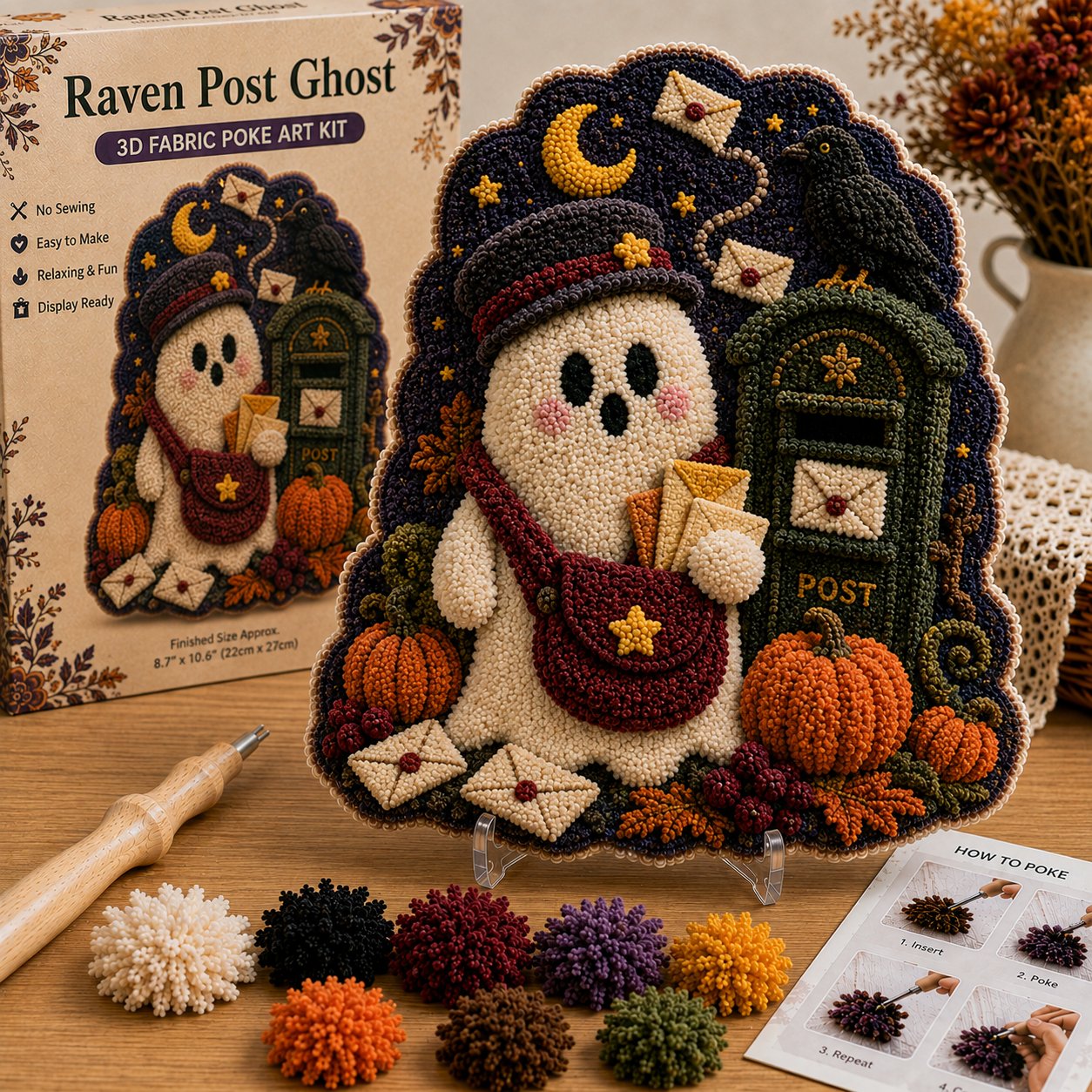 Spooky Hollow Ghost Friends 3D Fabric Poke Art Kit