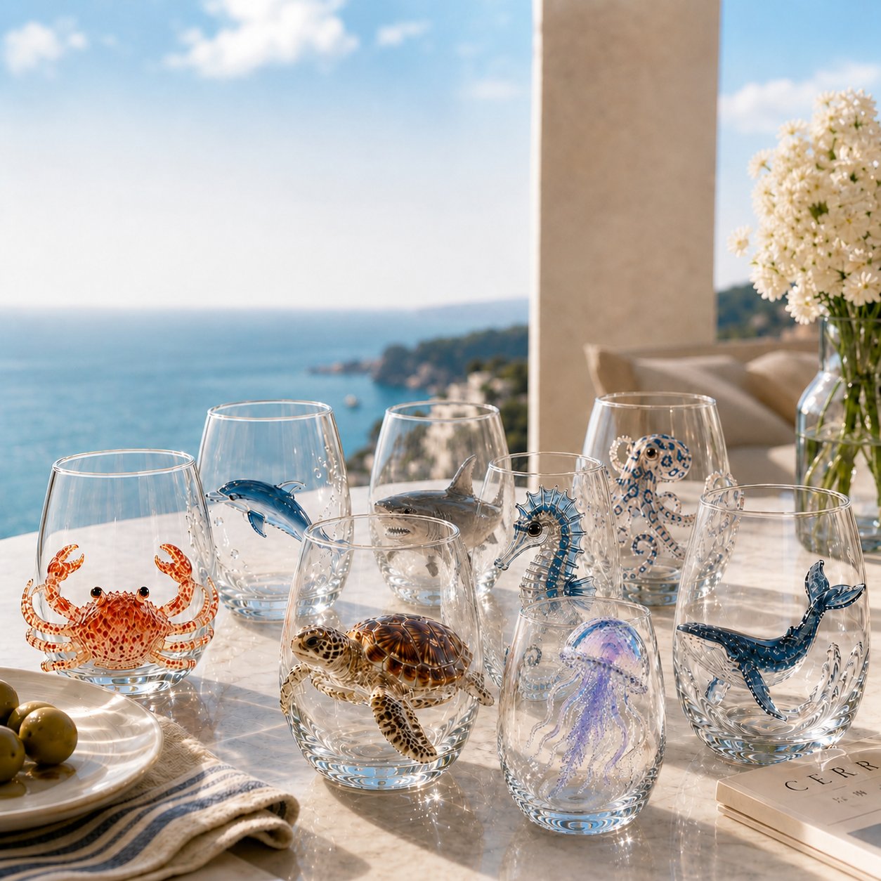 Artisanal Blue Ringed Octopus Glassware