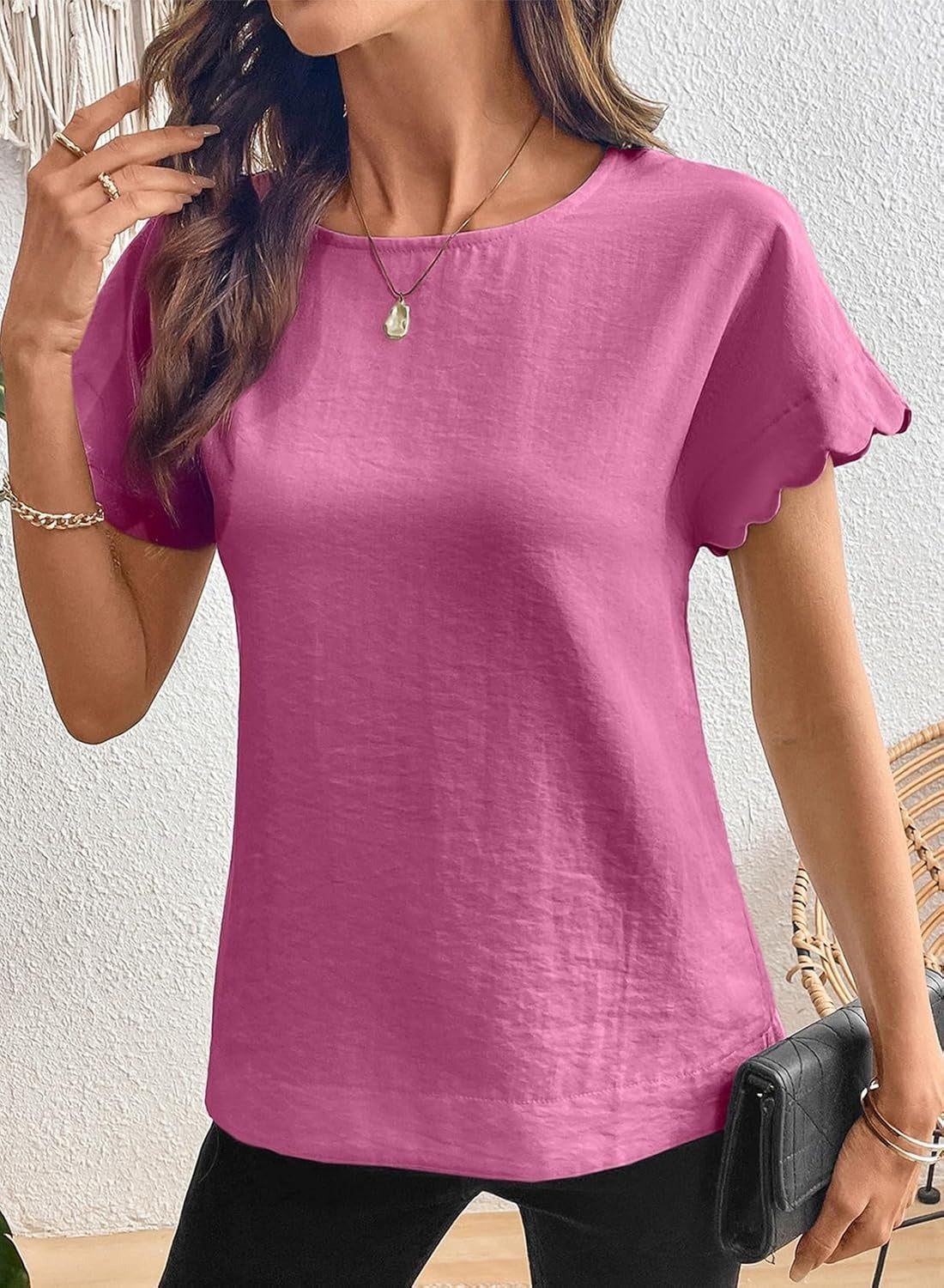 Women Ruffle Sleeve Business Casual Dressy Work Shirts