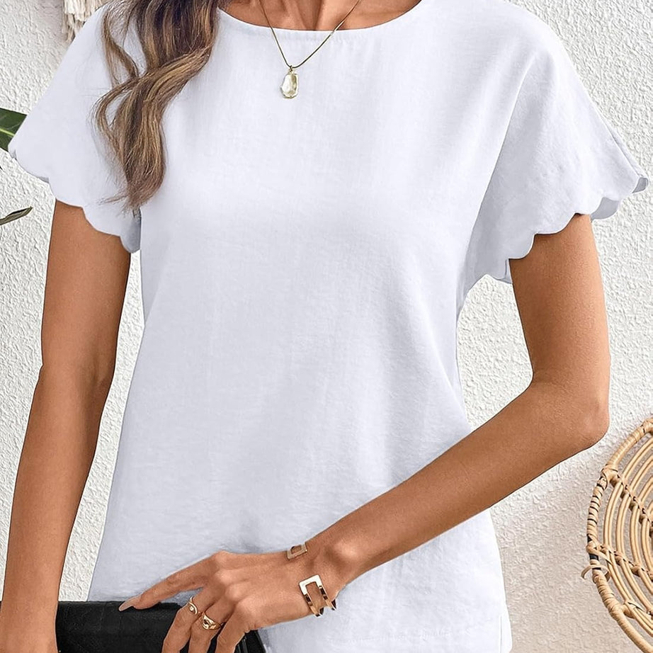 Women Ruffle Sleeve Business Casual Dressy Work Shirts