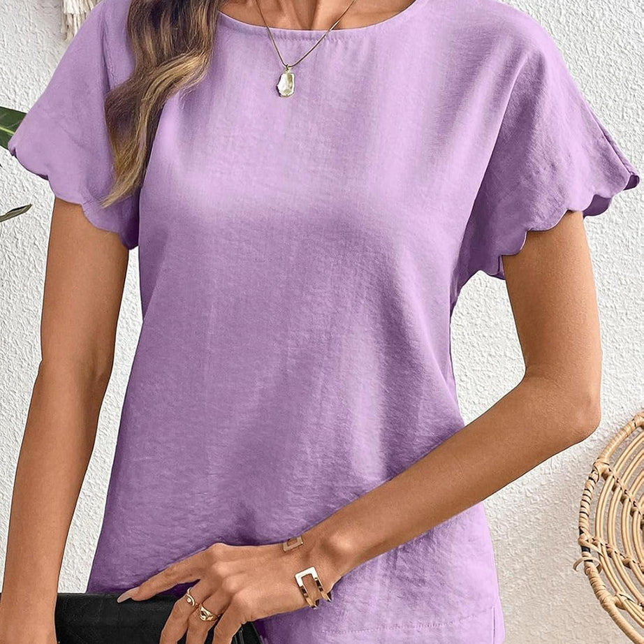 Women Ruffle Sleeve Business Casual Dressy Work Shirts