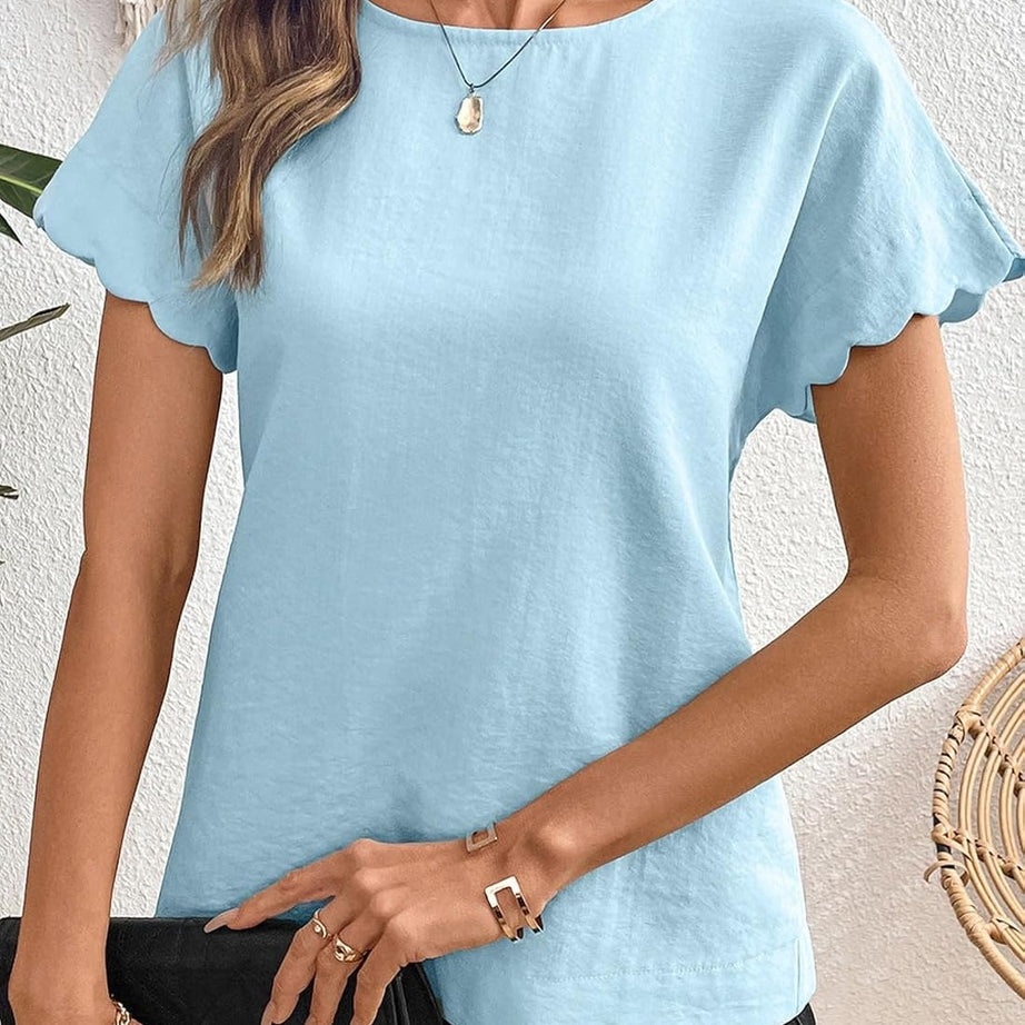 Women Ruffle Sleeve Business Casual Dressy Work Shirts