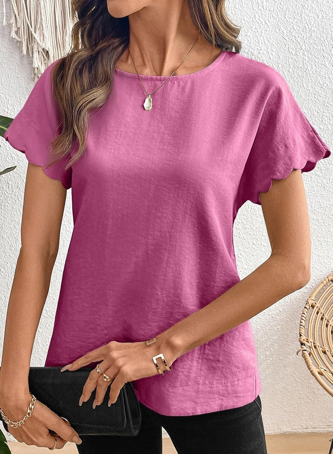 Women Ruffle Sleeve Business Casual Dressy Work Shirts