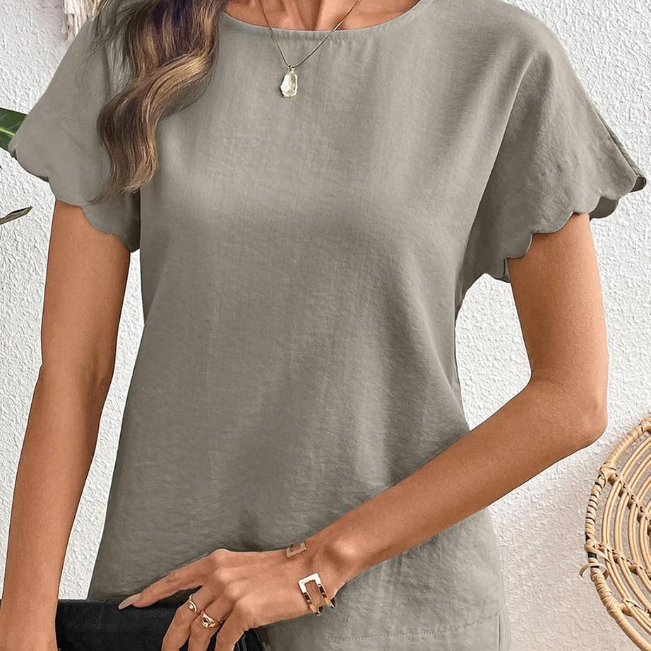 Women Ruffle Sleeve Business Casual Dressy Work Shirts