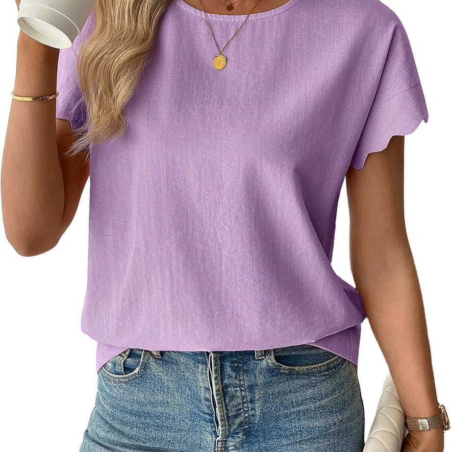 Women Ruffle Sleeve Business Casual Dressy Work Shirts