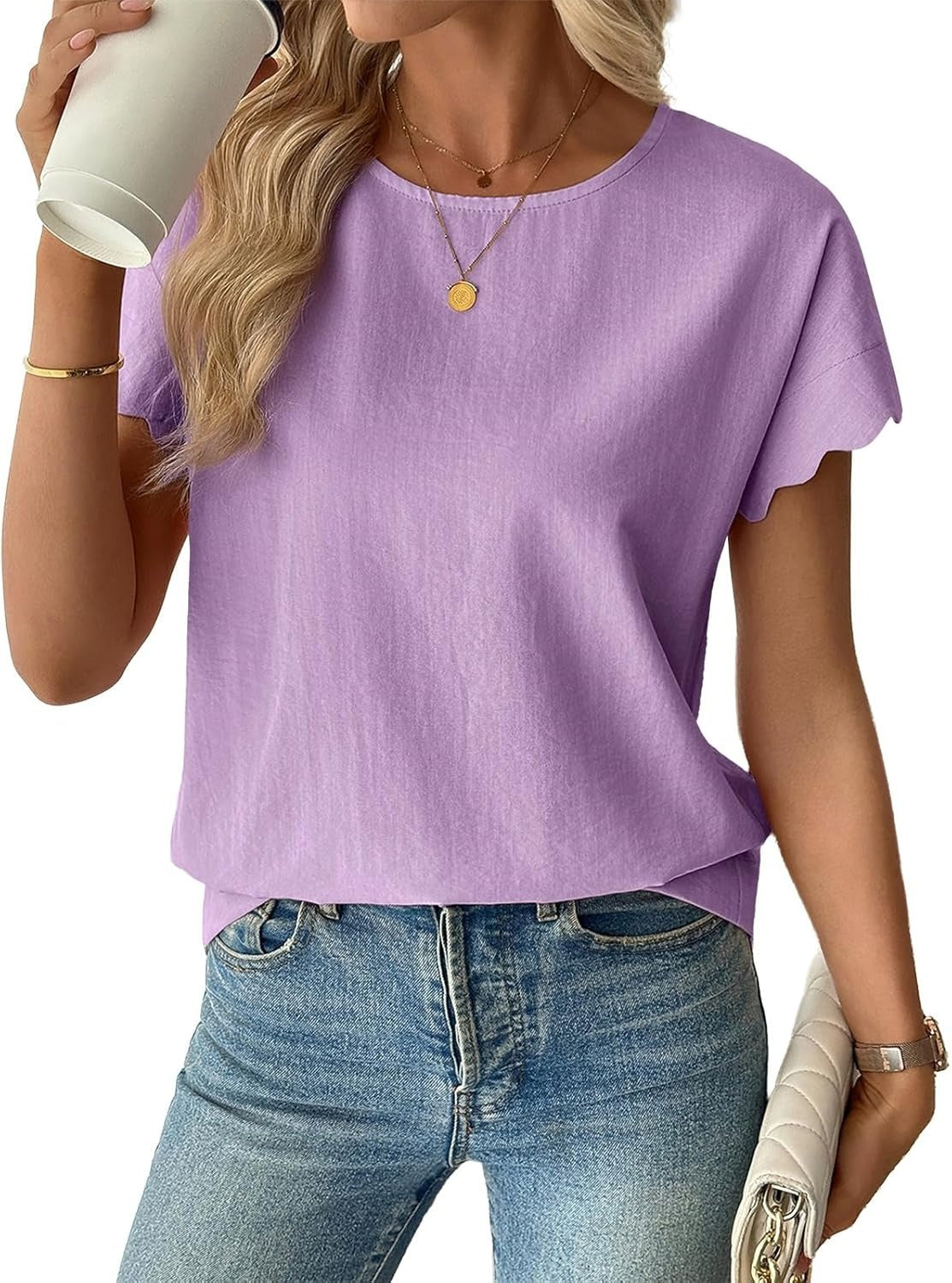 Women Ruffle Sleeve Business Casual Dressy Work Shirts