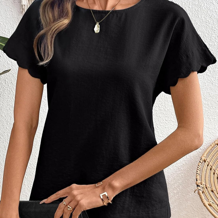 Women Ruffle Sleeve Business Casual Dressy Work Shirts
