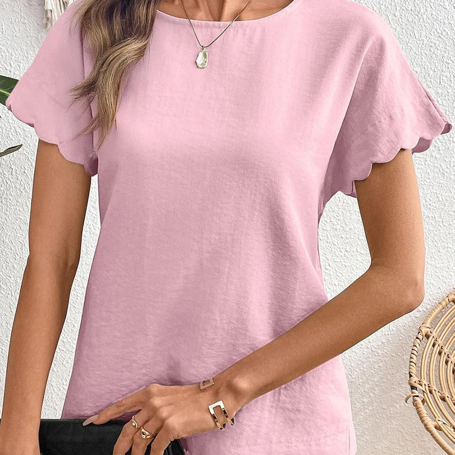 Women Ruffle Sleeve Business Casual Dressy Work Shirts