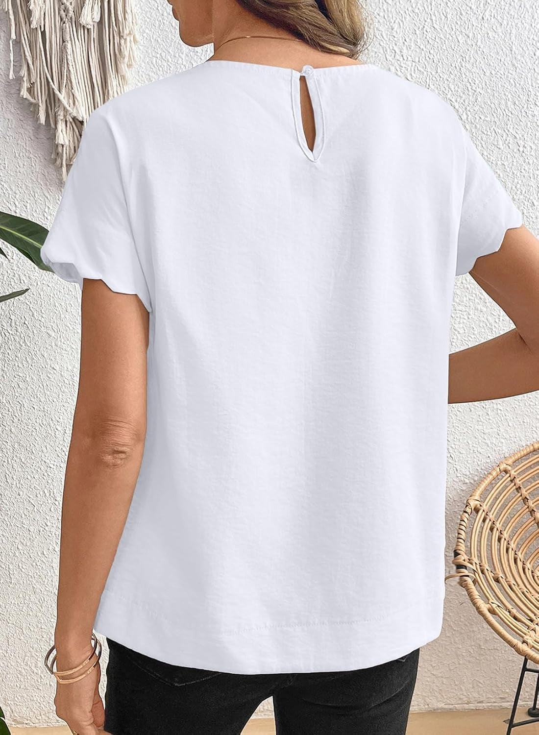 Women Ruffle Sleeve Business Casual Dressy Work Shirts