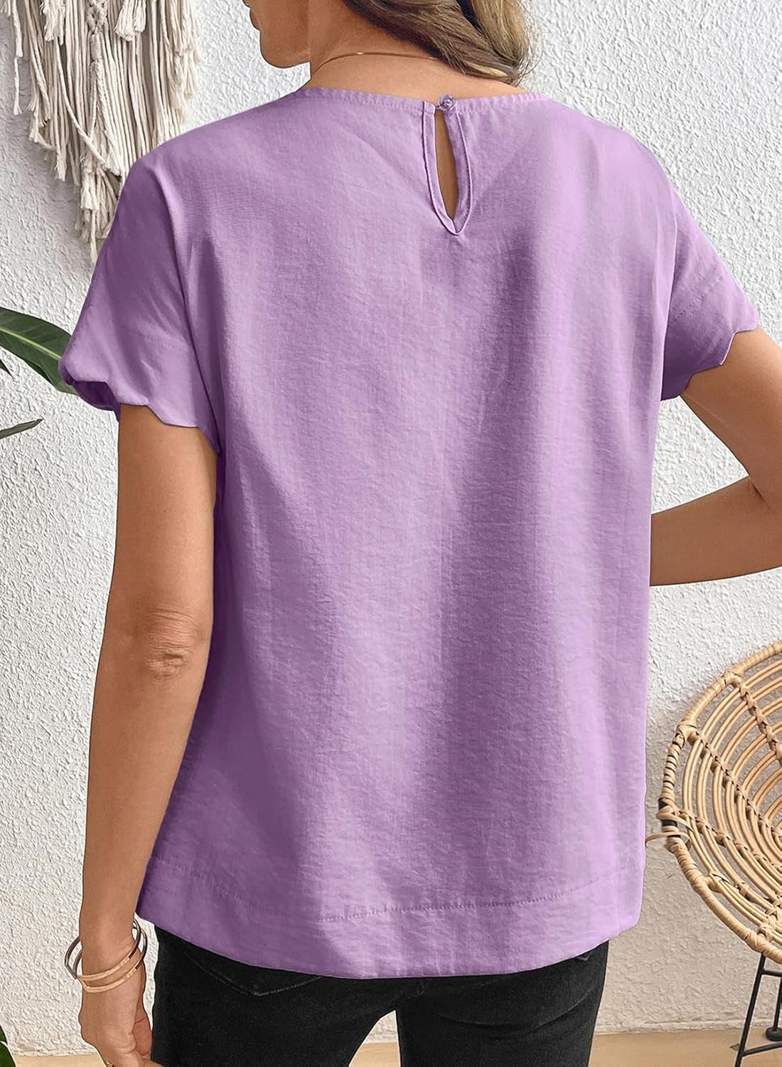 Women Ruffle Sleeve Business Casual Dressy Work Shirts