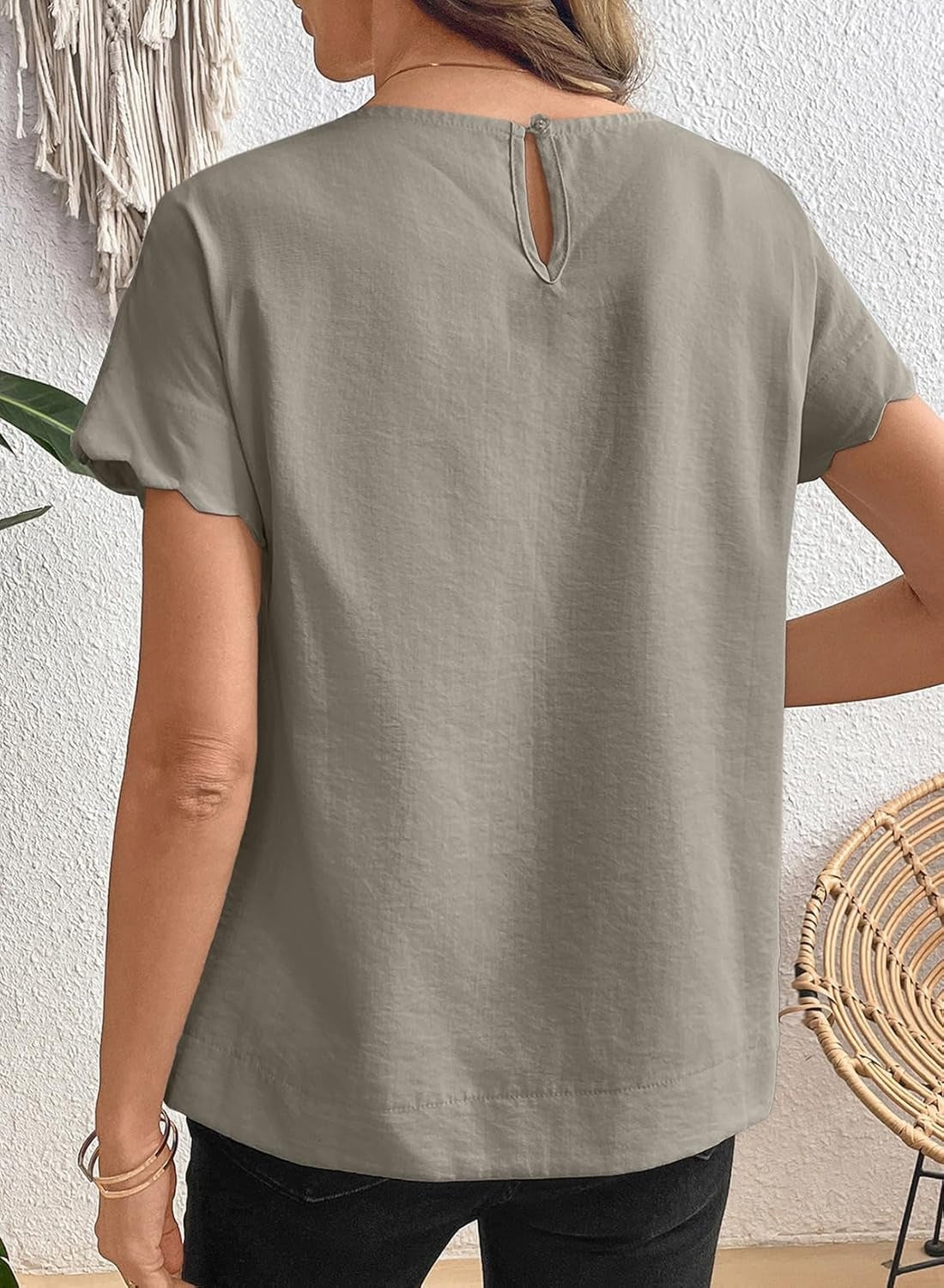Women Ruffle Sleeve Business Casual Dressy Work Shirts