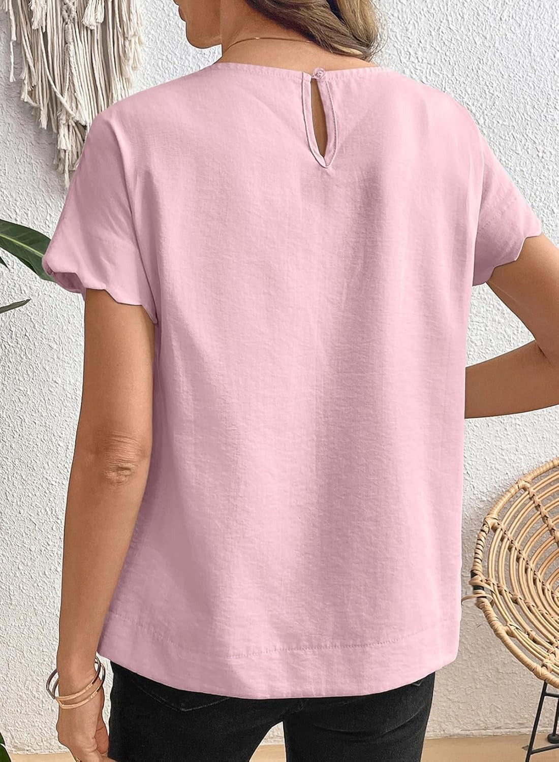 Women Ruffle Sleeve Business Casual Dressy Work Shirts