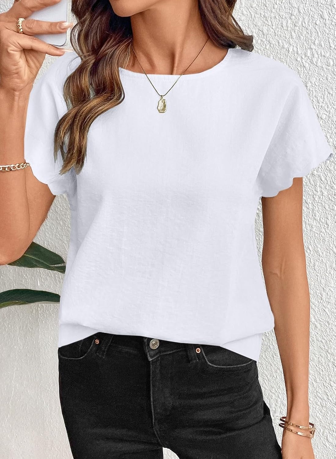 Women Ruffle Sleeve Business Casual Dressy Work Shirts