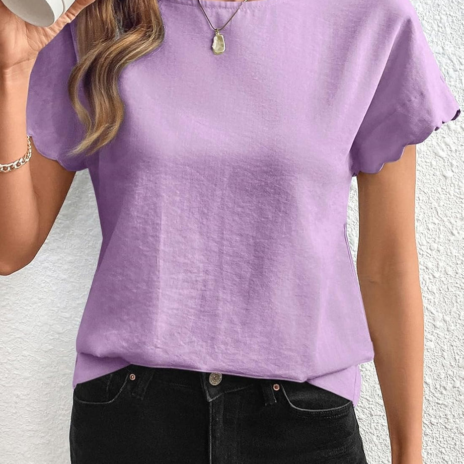 Women Ruffle Sleeve Business Casual Dressy Work Shirts