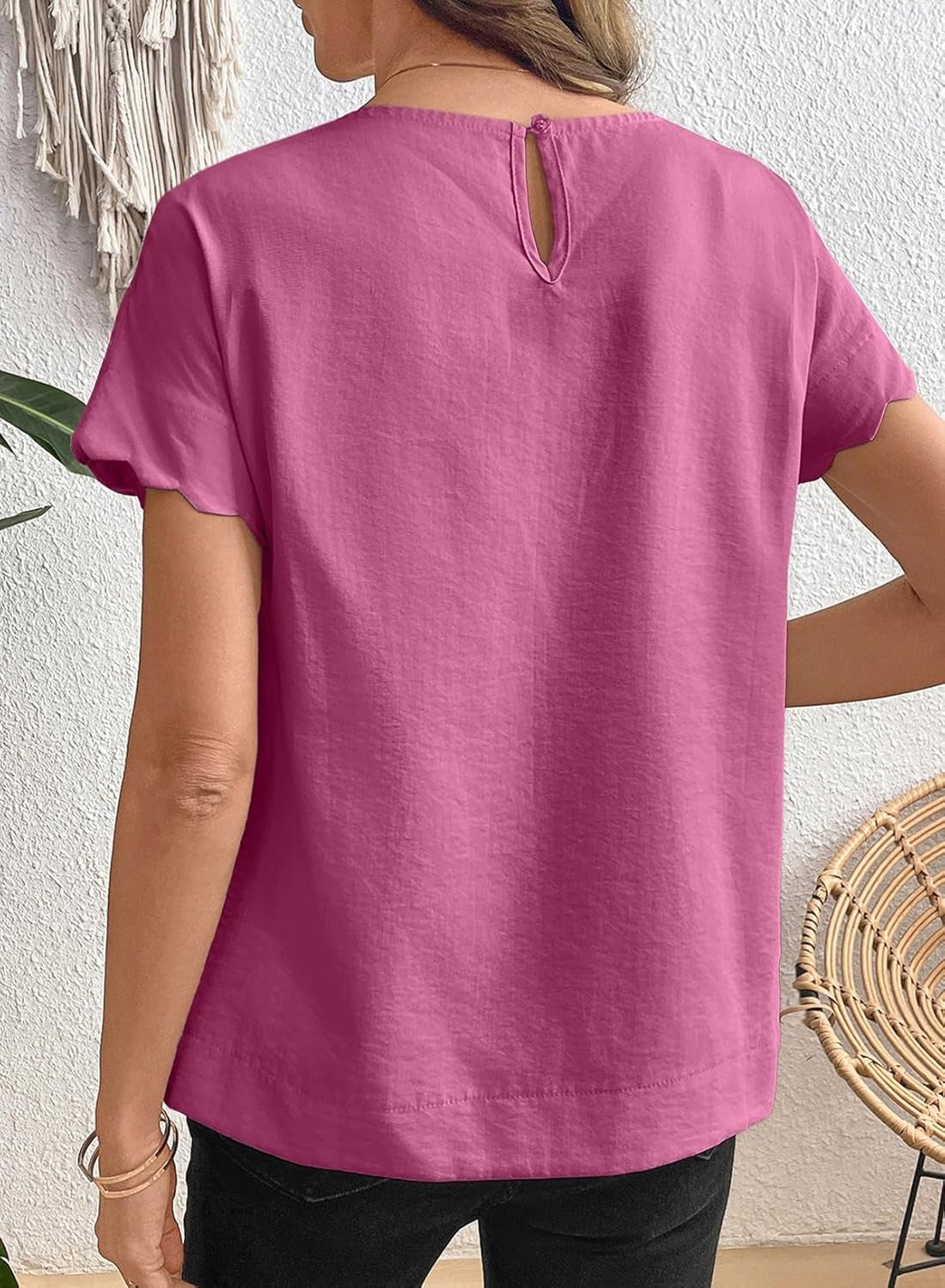 Women Ruffle Sleeve Business Casual Dressy Work Shirts
