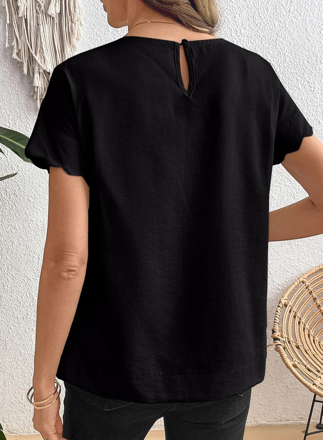 Women Ruffle Sleeve Business Casual Dressy Work Shirts