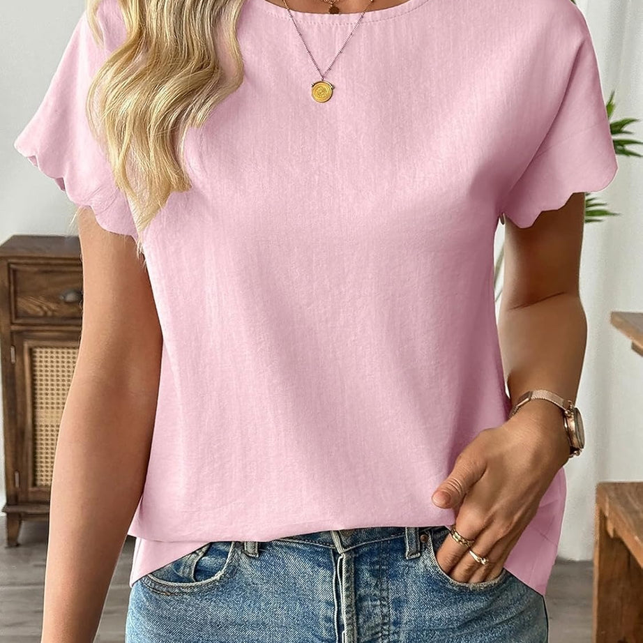 Women Ruffle Sleeve Business Casual Dressy Work Shirts