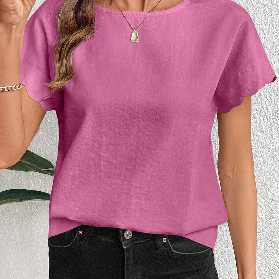 Women Ruffle Sleeve Business Casual Dressy Work Shirts