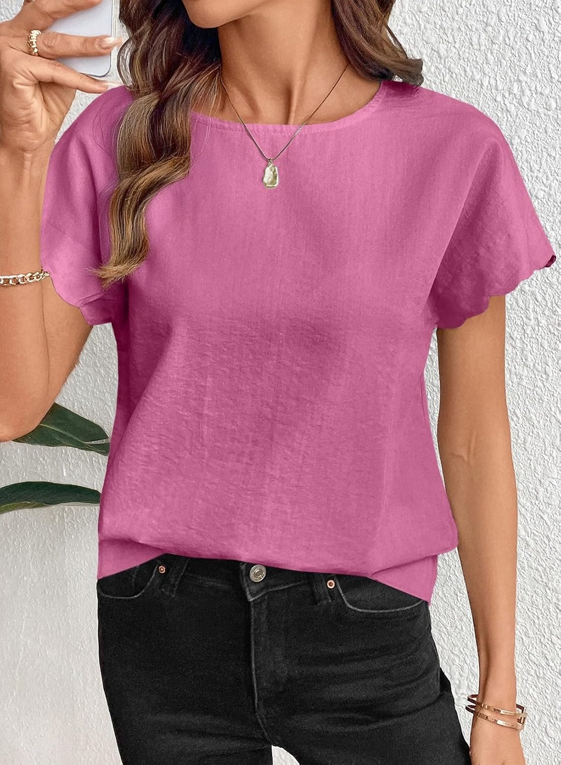 Women Ruffle Sleeve Business Casual Dressy Work Shirts