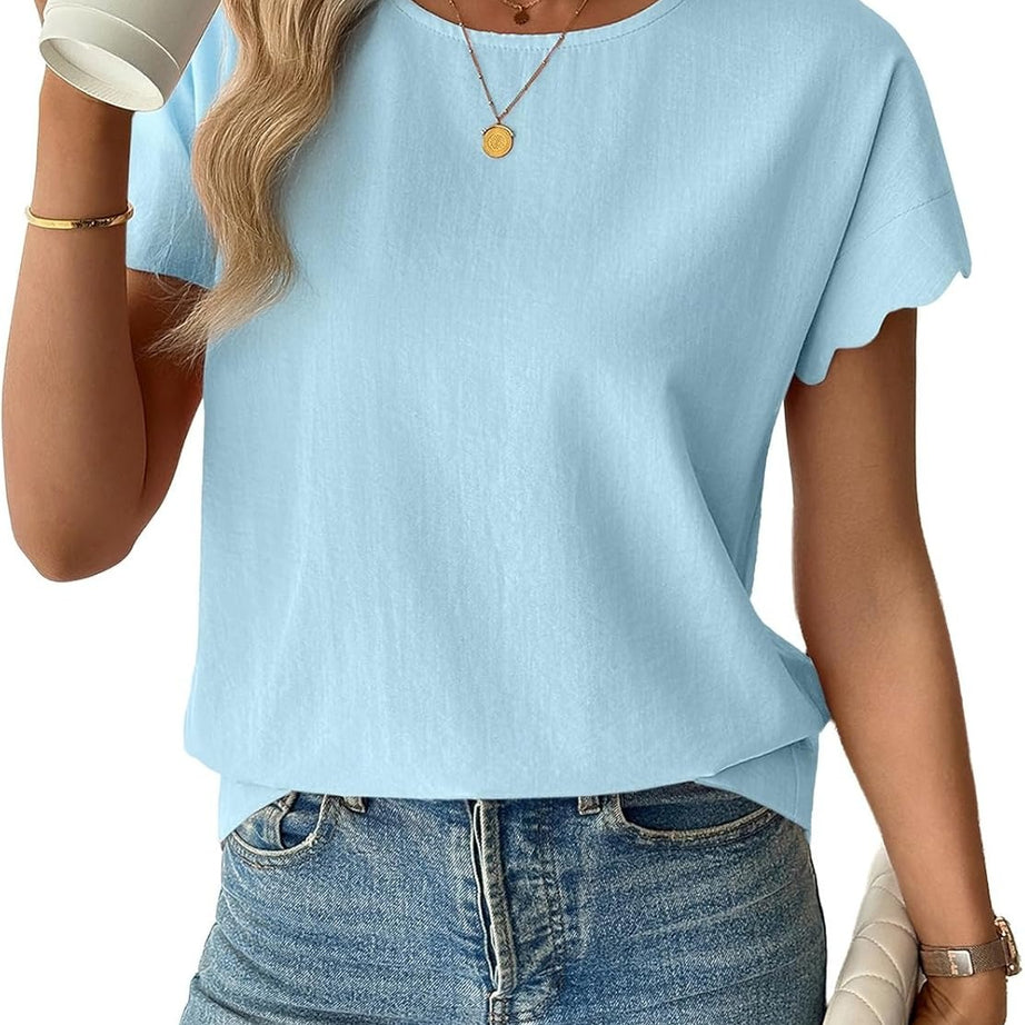 Women Ruffle Sleeve Business Casual Dressy Work Shirts
