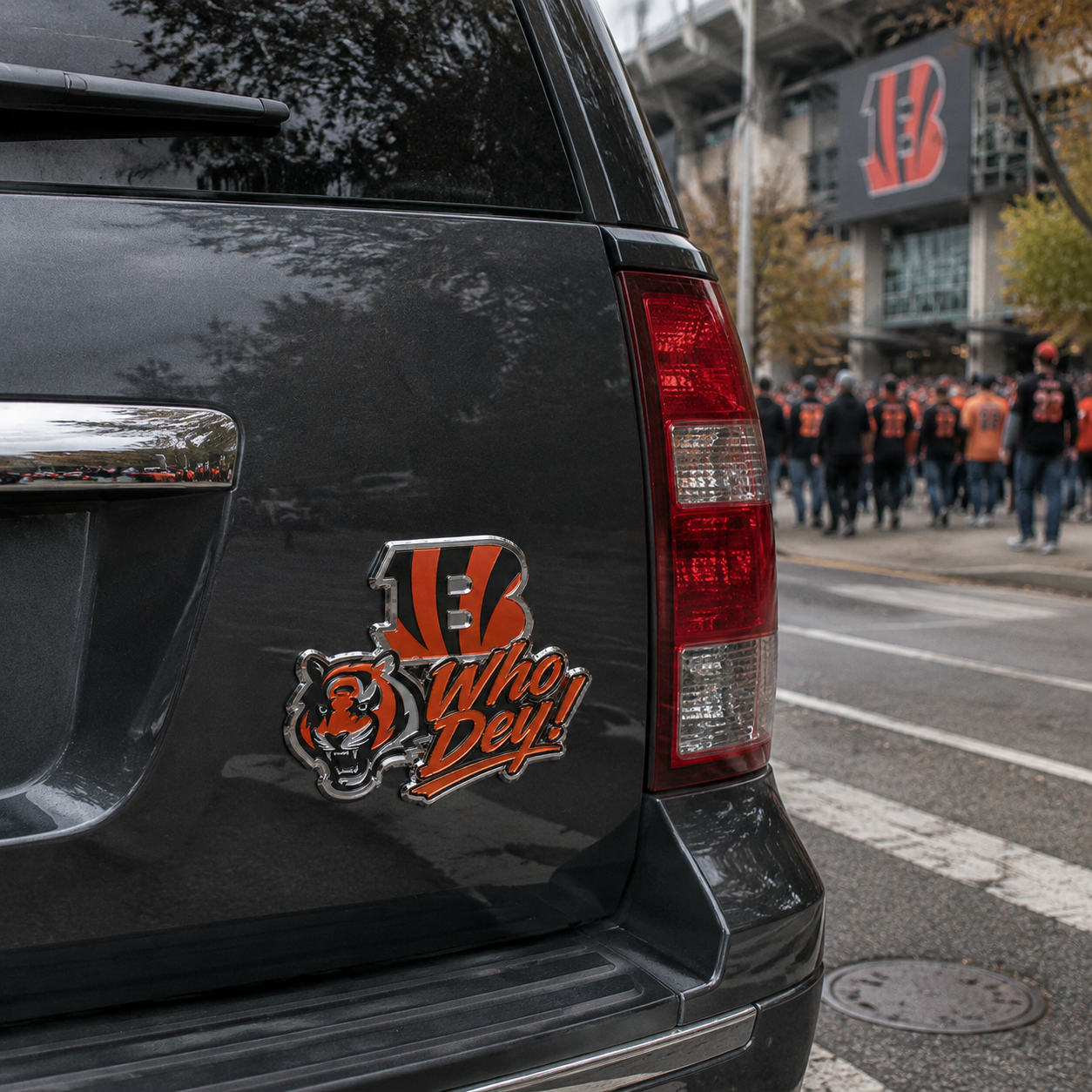 Who Dey Car Emblem Metal Badge