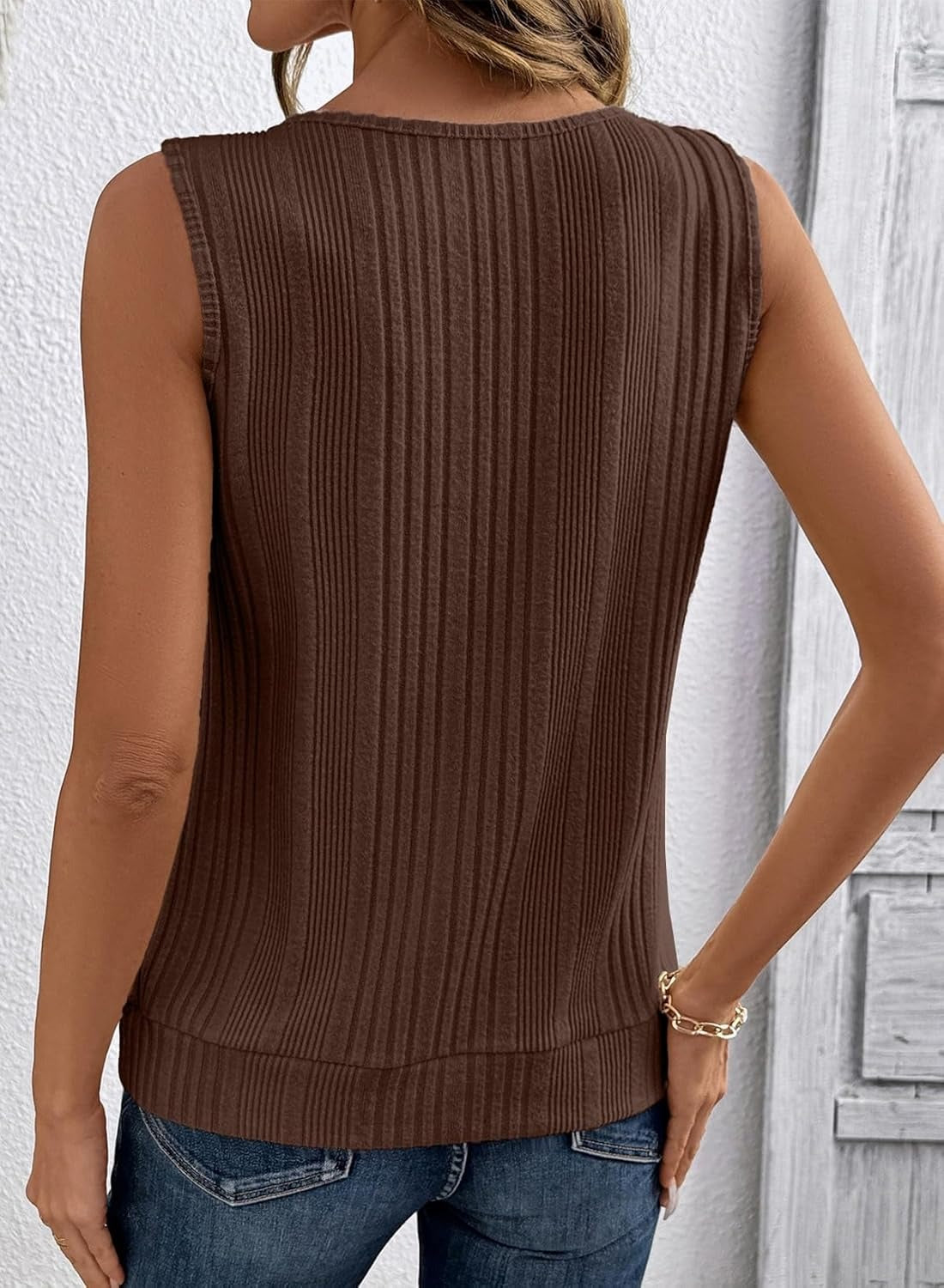 Womens Summer Ribbed Loose Fit Flowy Tank Tops