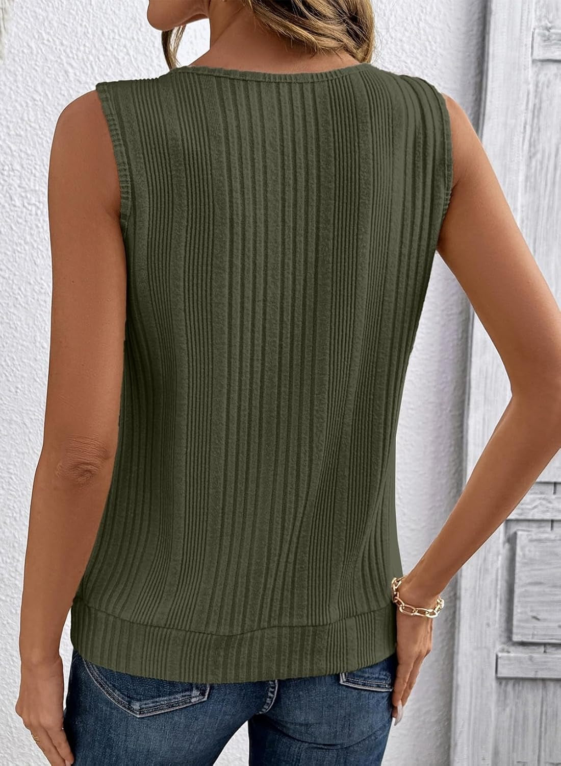 Womens Summer Ribbed Loose Fit Flowy Tank Tops