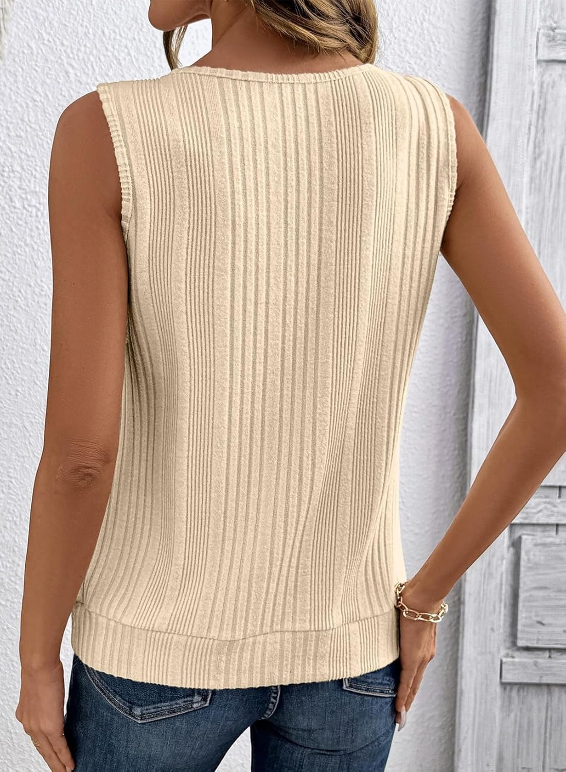 Womens Summer Ribbed Loose Fit Flowy Tank Tops