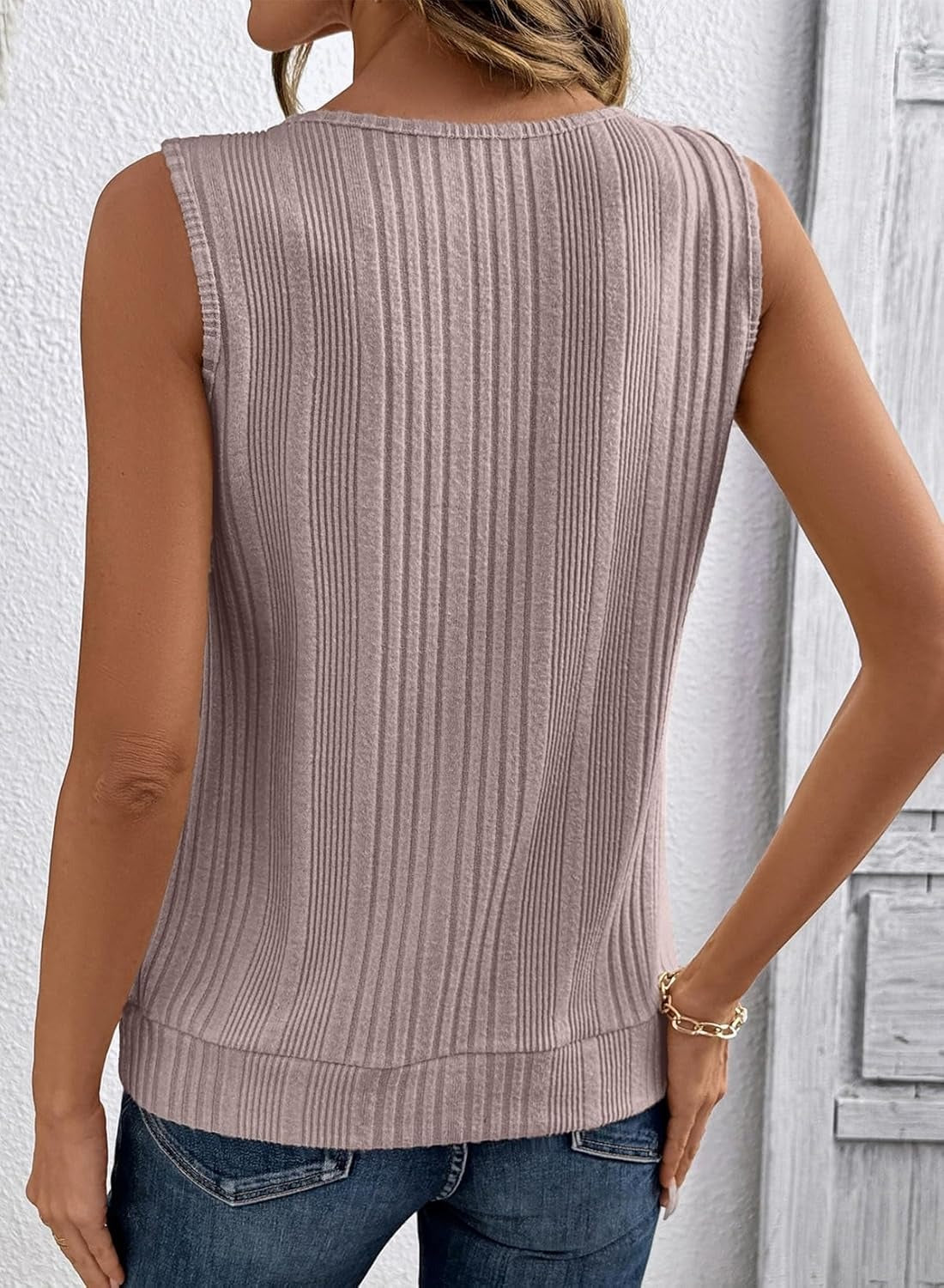 Womens Summer Ribbed Loose Fit Flowy Tank Tops