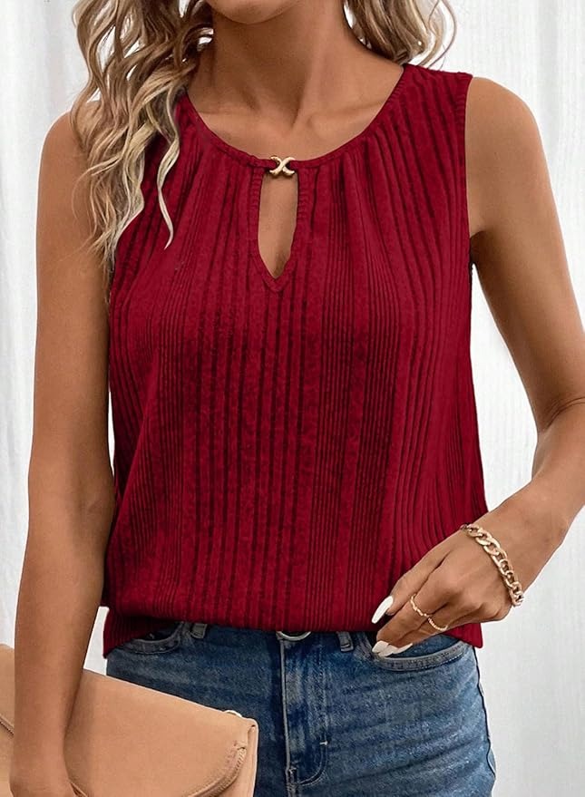 Womens Summer Ribbed Loose Fit Flowy Tank Tops