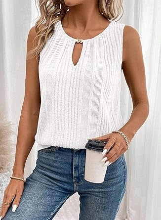 Womens Summer Ribbed Loose Fit Flowy Tank Tops