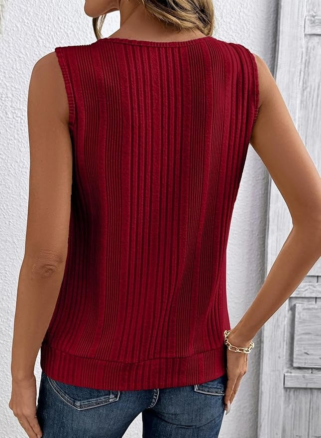 Womens Summer Ribbed Loose Fit Flowy Tank Tops